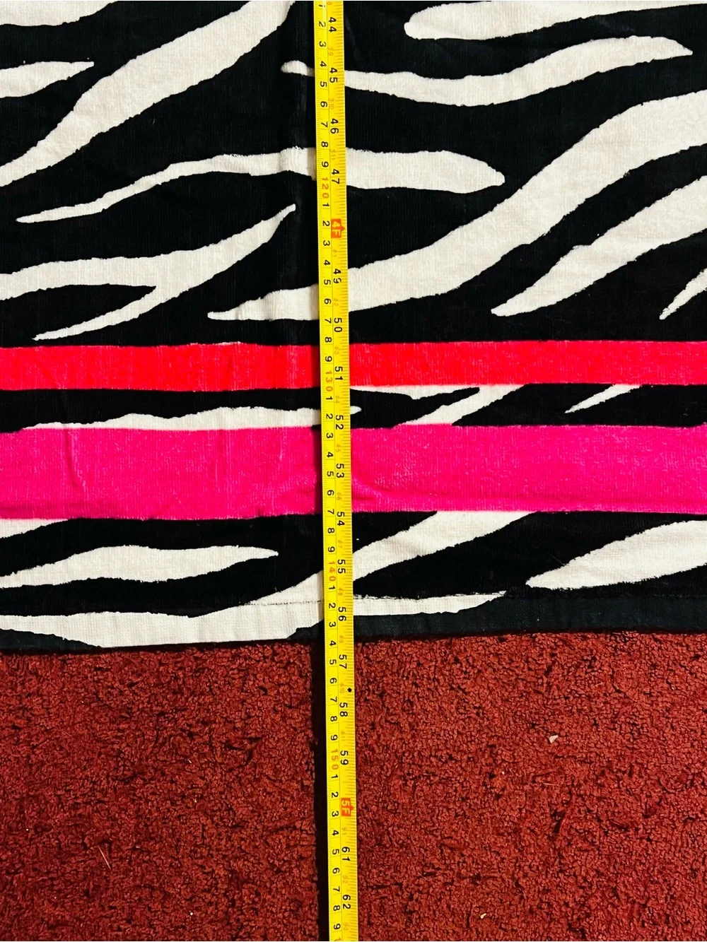 Zebra Stripe Beach Towel With Fuchsia Accent Stripes